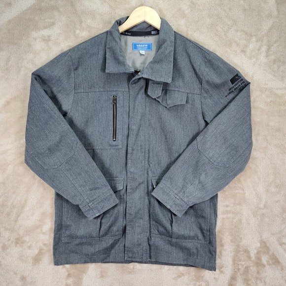 Adidas Pro Utility Jacket Full Zip Long Sleeve Men's Size M Gray Pockets Outdoor - Picture 1 of 10